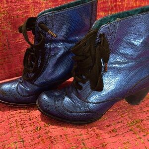 Irregular Choice blue lace up ankle boots 6.5